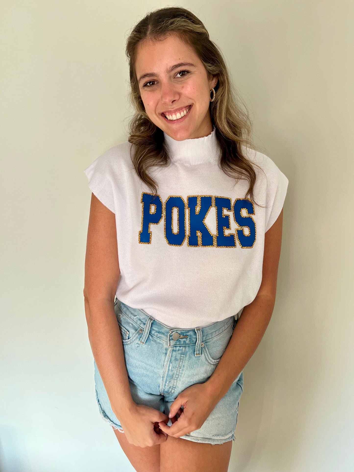 Rhinestone Pokes Mock Neck Short Sleeve - Stadium Styles