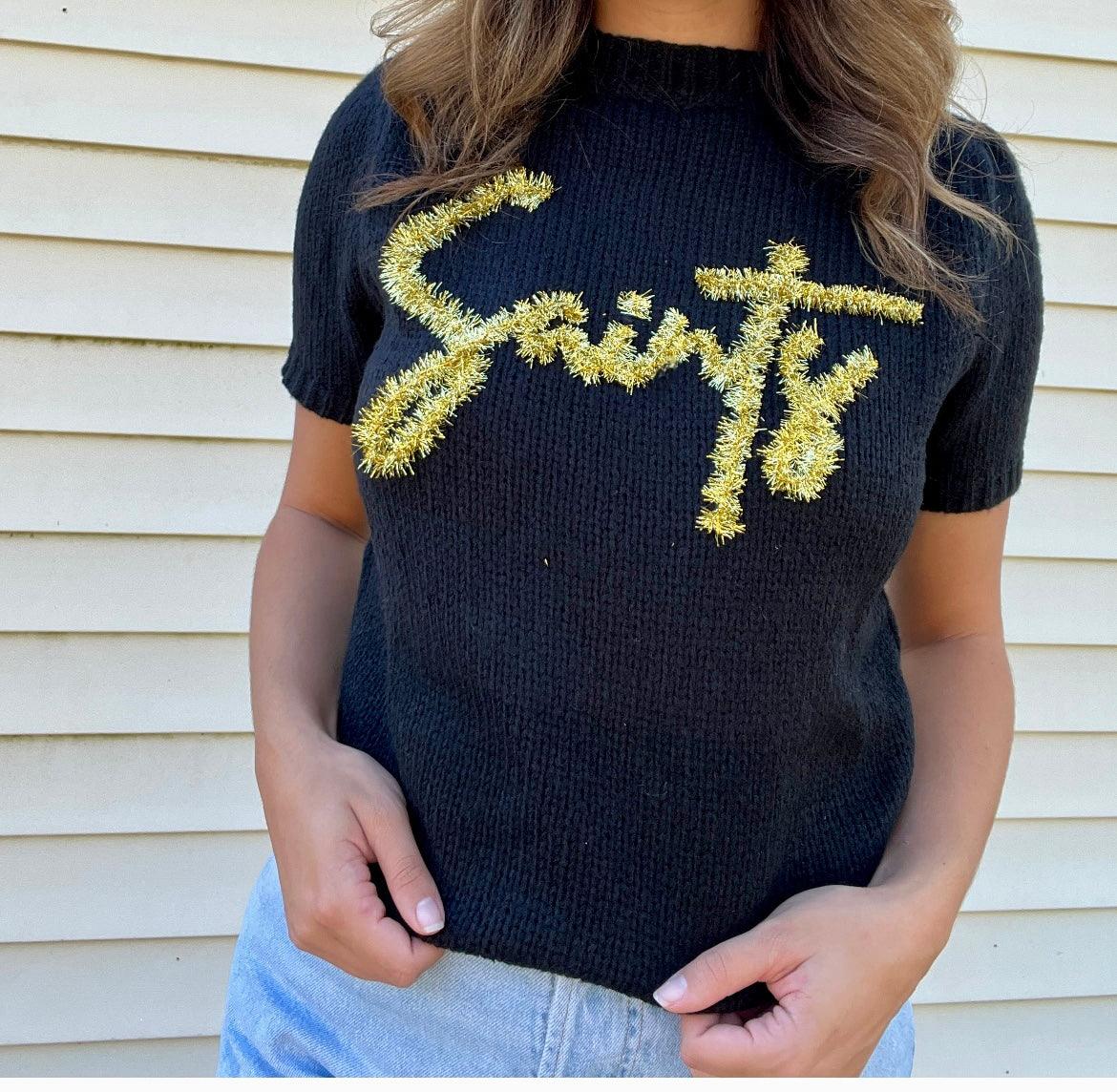 Saints Black Short Sleeve Top - Stadium Styles