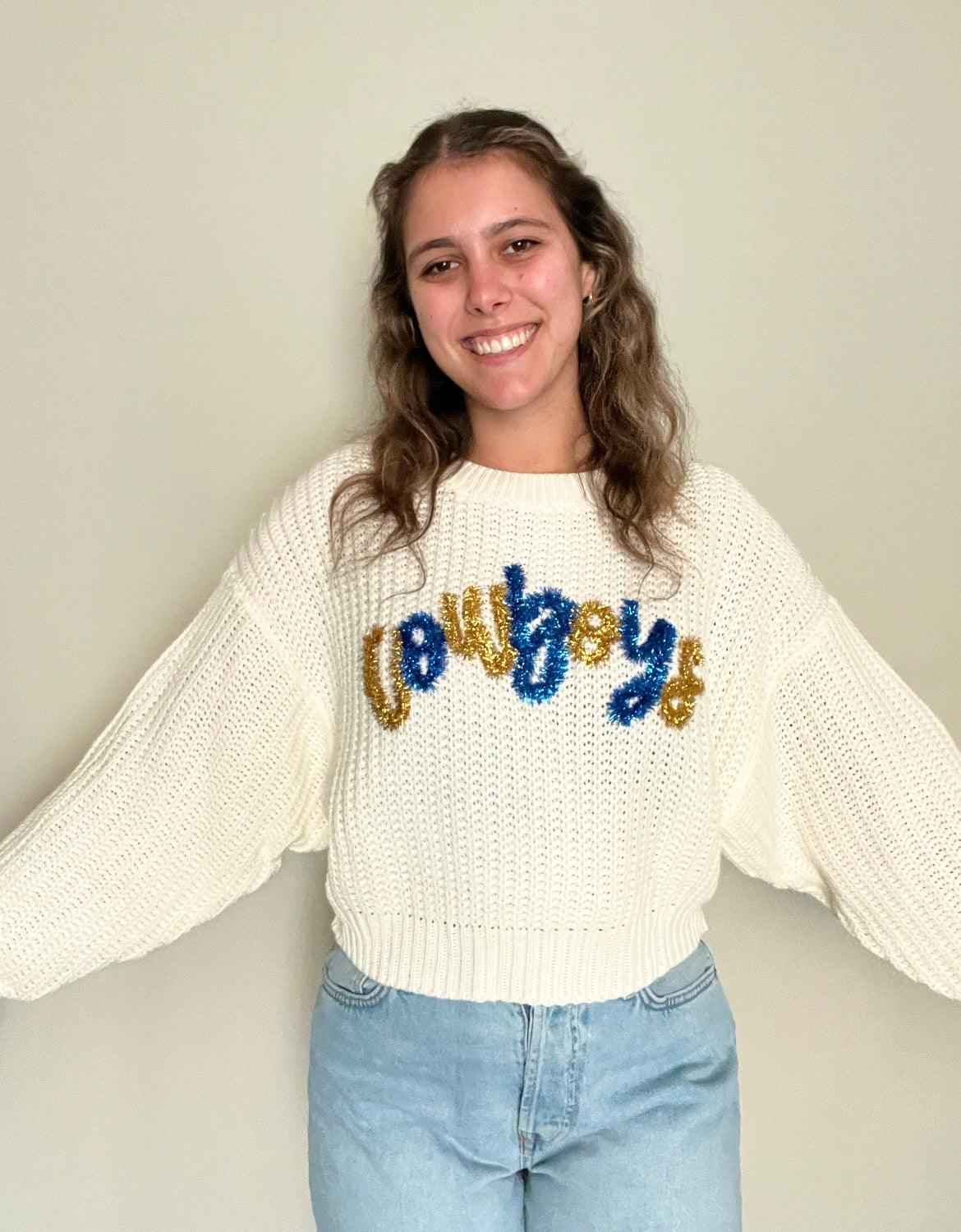 Cowboys White Boxy Sweater - Stadium Styles