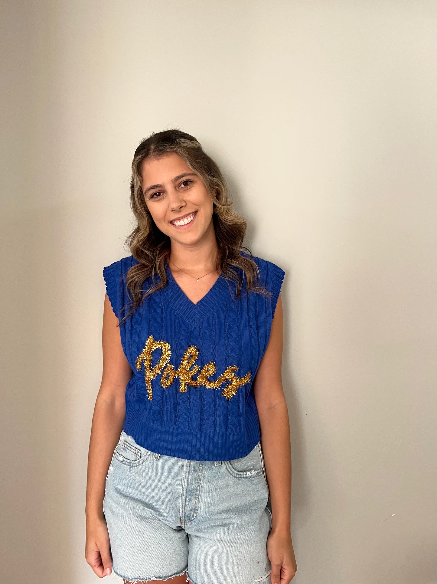 Pokes Royal Blue Sweater Vest - Stadium Styles