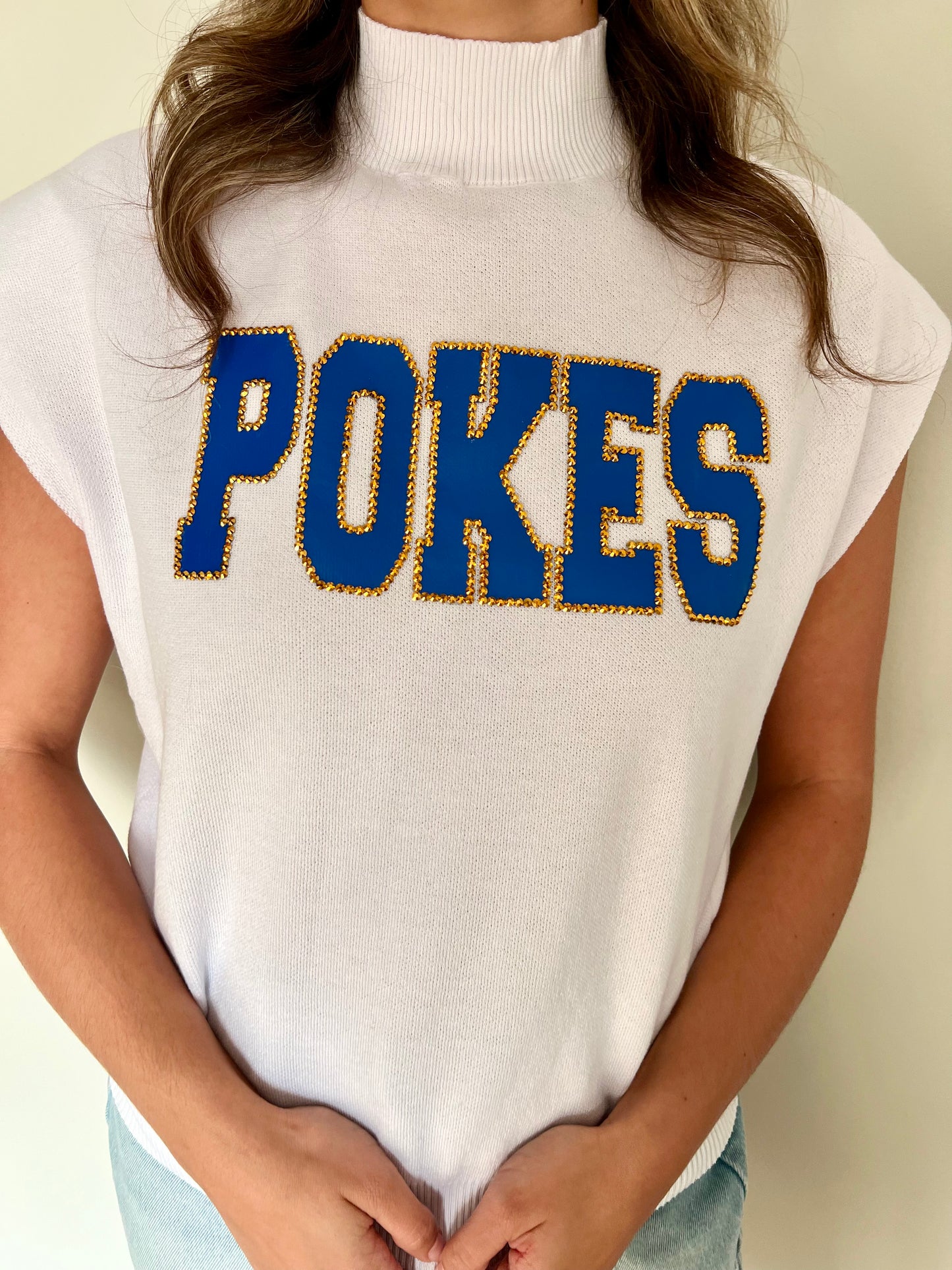 Rhinestone Pokes Mock Neck Short Sleeve - Stadium Styles