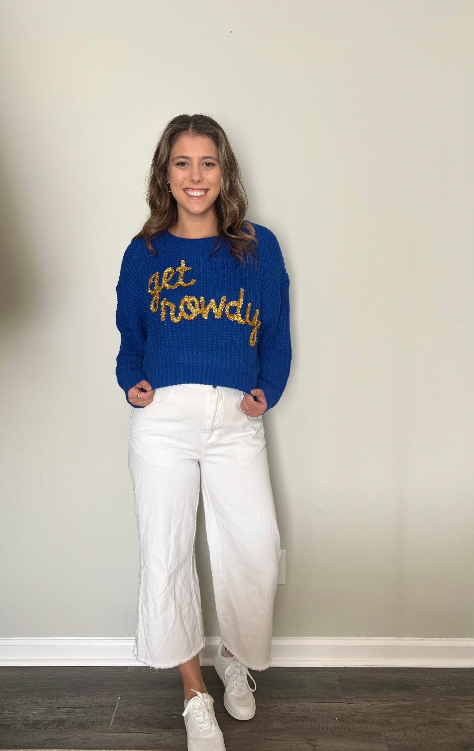 Get Rowdy Blue Boxy Sweater - Stadium Styles