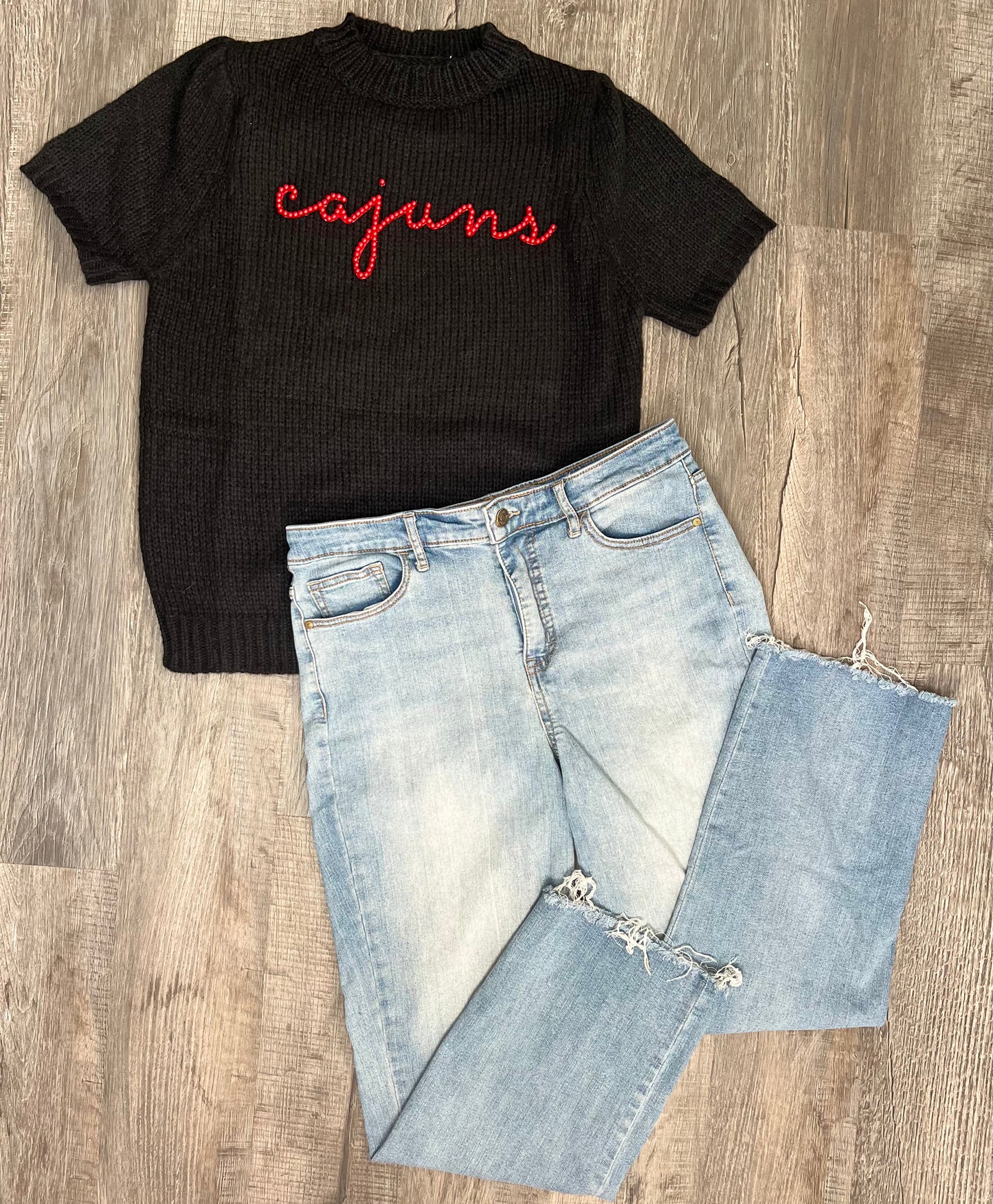 Cajuns Black Short Sleeve Top - Stadium Styles