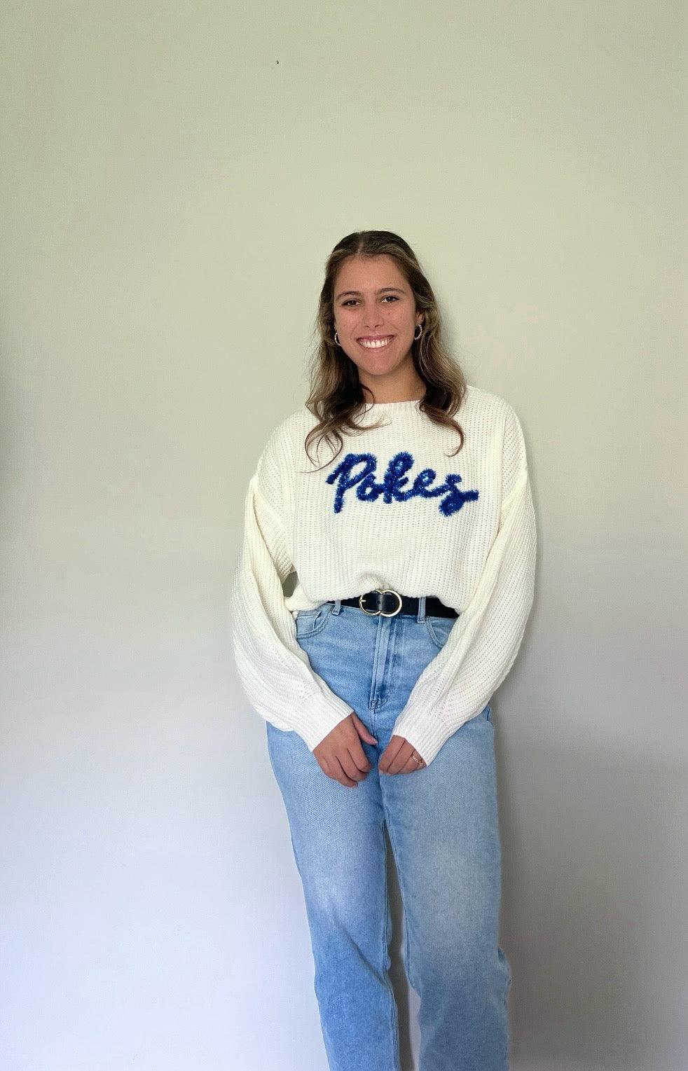 Pokes White Oversized Sweater - Stadium Styles