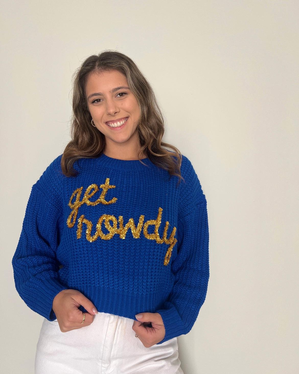 Get Rowdy Blue Boxy Sweater - Stadium Styles