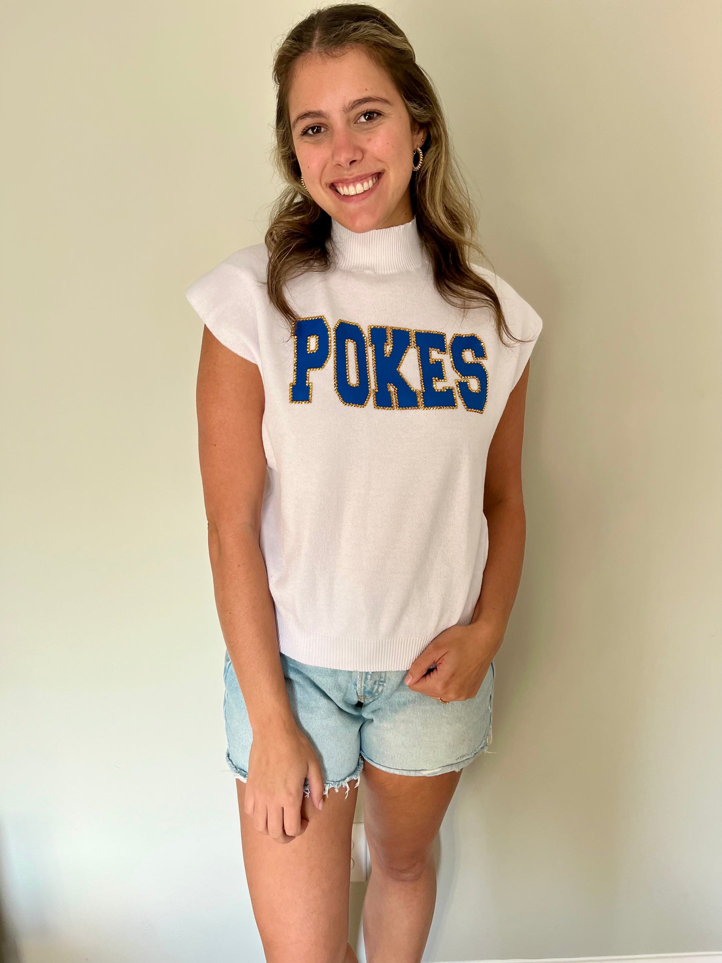 Rhinestone Pokes Mock Neck Short Sleeve - Stadium Styles