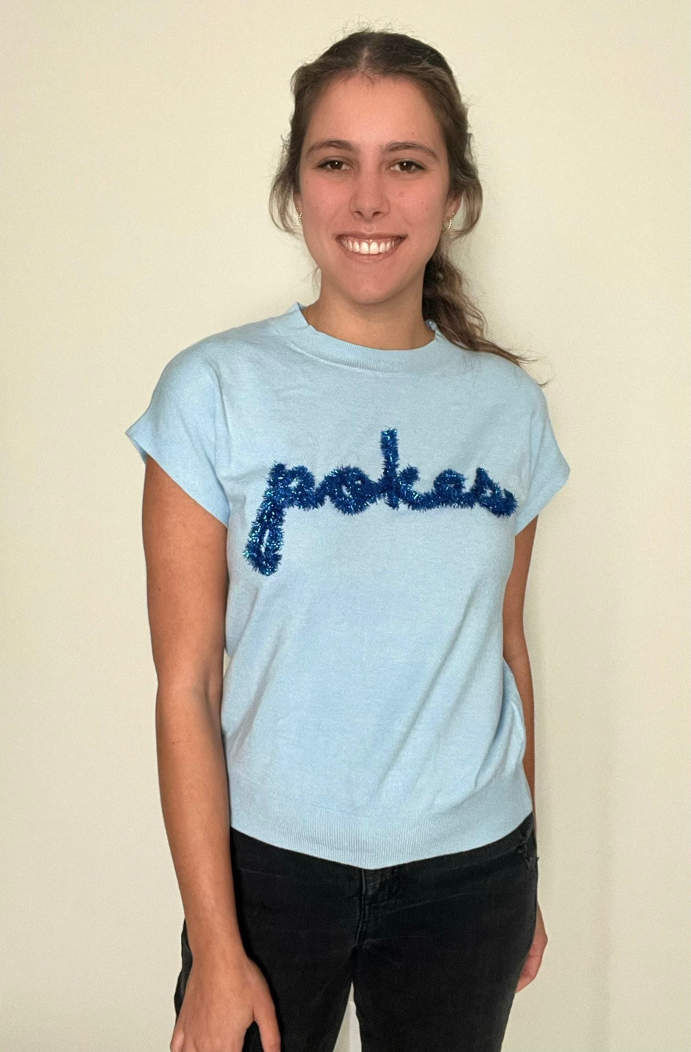 Pokes Light Blue Short Sleeve Top - Stadium Styles