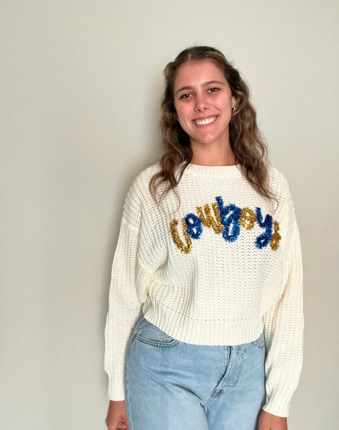 Cowboys White Boxy Sweater - Stadium Styles