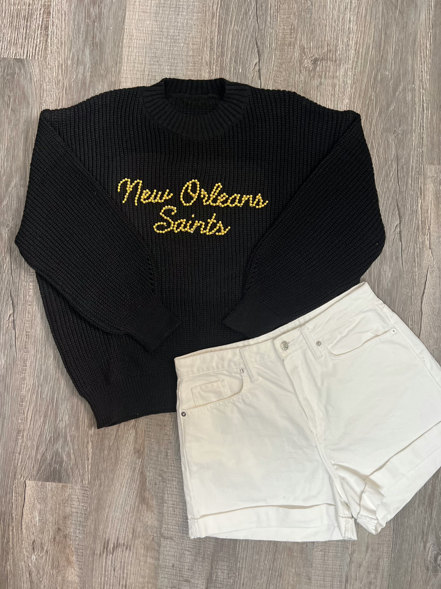 Saints Black Oversized Sweater - Stadium Styles