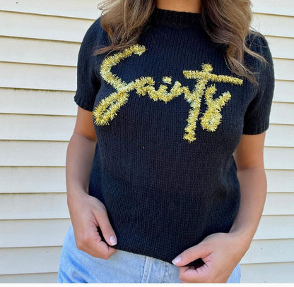 Saints Black Short Sleeve Top - Stadium Styles