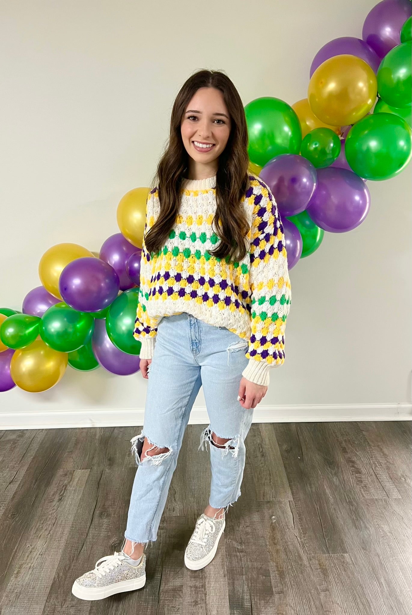 Patterned Mardi Gras Sweater