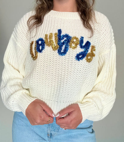 Cowboys White Boxy Sweater