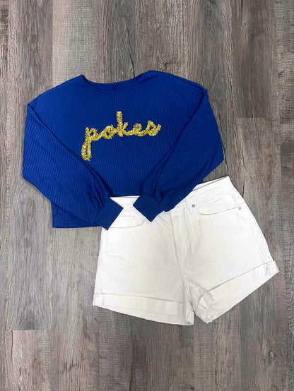 Pokes Blue Long Sleeve Top