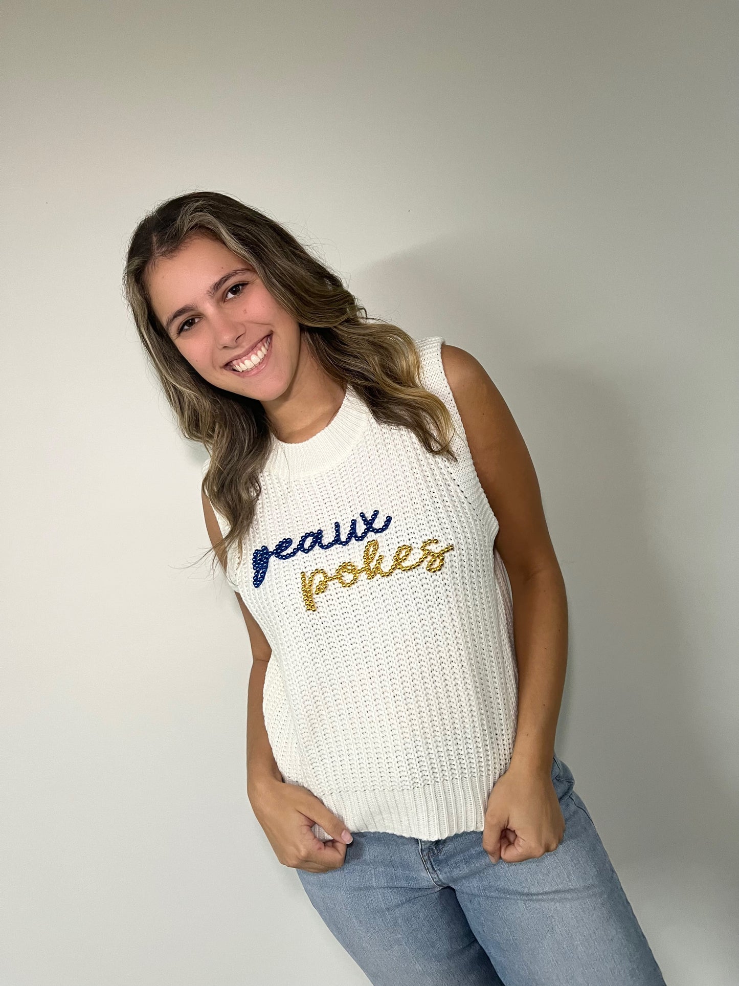 Geaux Pokes Apricot Sweater Tank - Stadium Styles