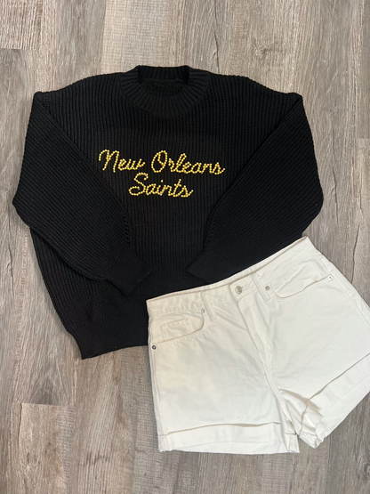 Saints Black Oversized Sweater